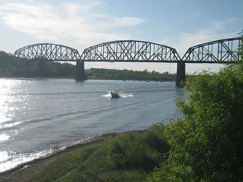 The Missouri River Separating Mandan & Bismarck, North Daokta Bismarck, ND