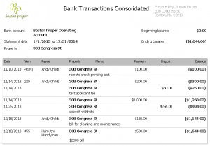 Bank Transactions Consolidated report