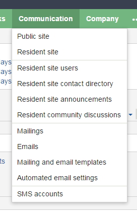 buildium communication menu