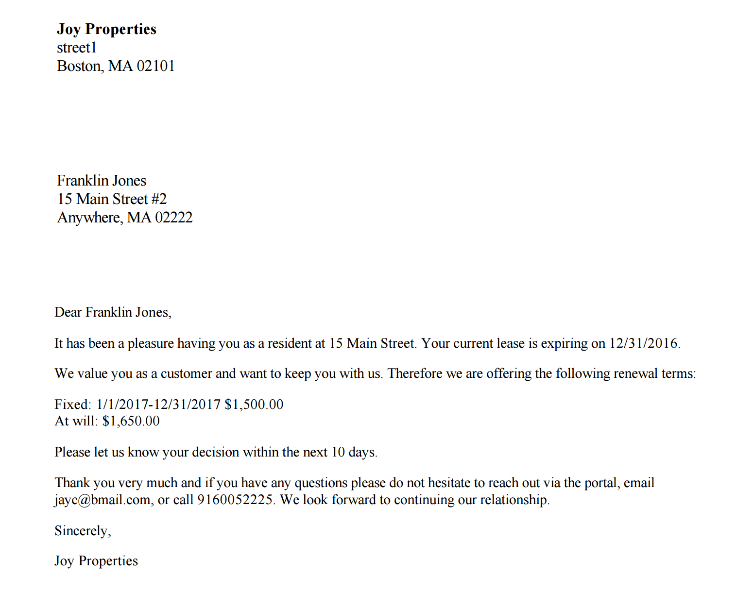 Lease Renewals Software Feature