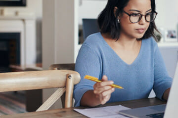 Property manager working remotely from home.