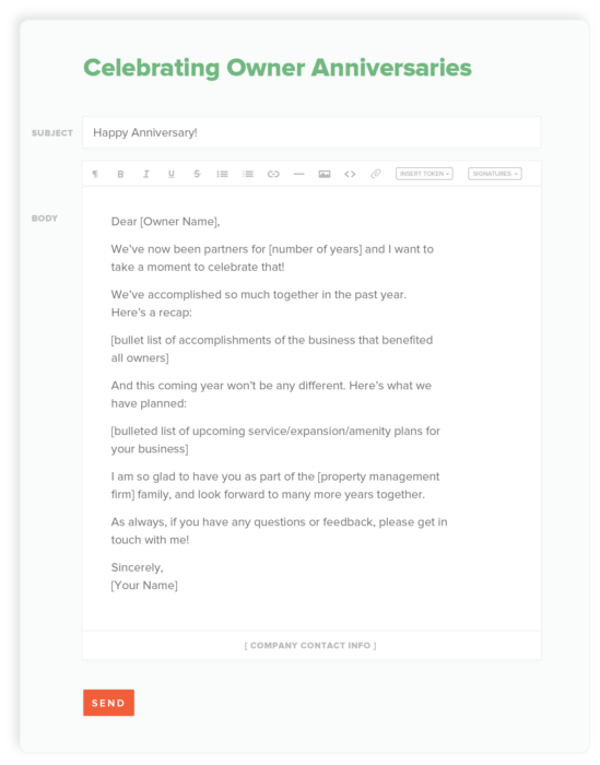 property management email templates owner anniversaries