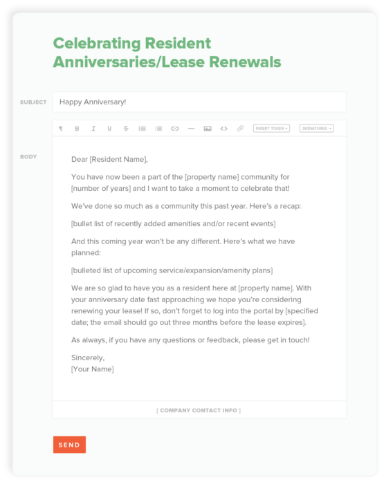 property management email templates resident anniversaries 