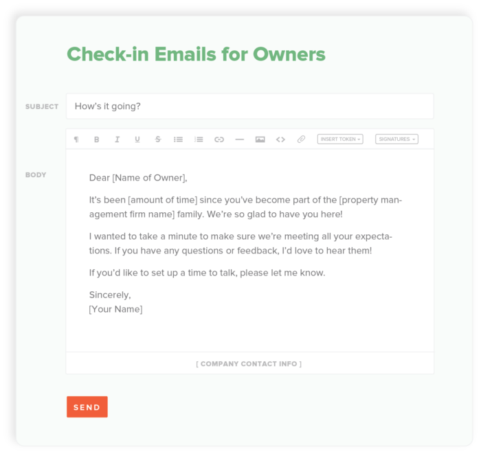 property management email templates check in owners