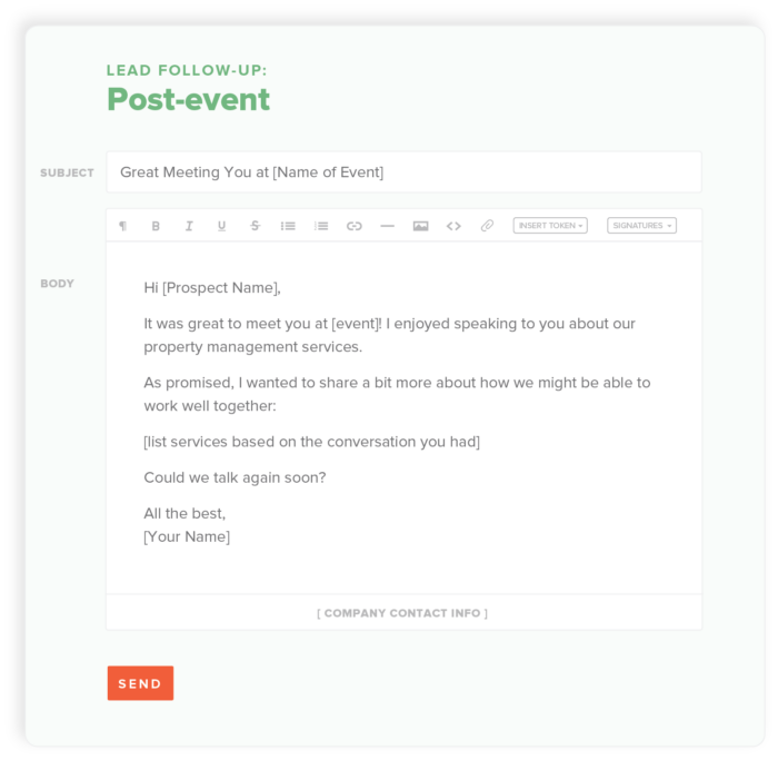 property management email templates post event