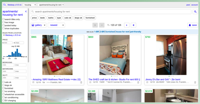 best rental listing sites craigslist